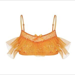 Dyspnea Harlette Bralette Heart Ruffle Tulle Sequin Beaded Bow Sheer Elastic